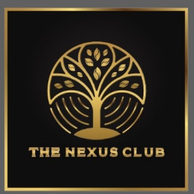 Minimalist crest logo with initials CAB (Club d'Affaires Belgique) gold on dark blue